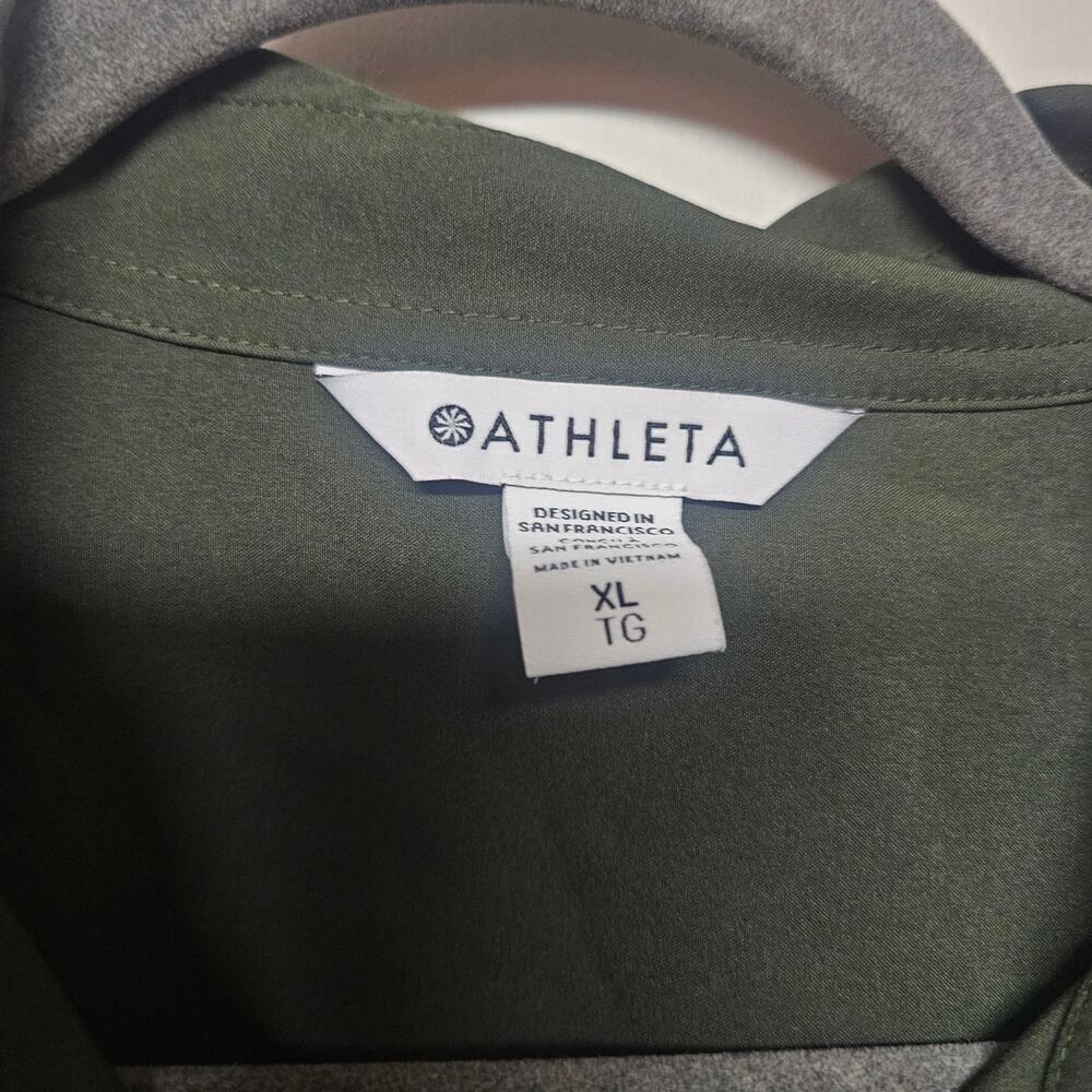 Athleta Green Oversized Cropped Tech Button Up Blouse Athleisure Casual Size‎ XL - Picture 4 of 7